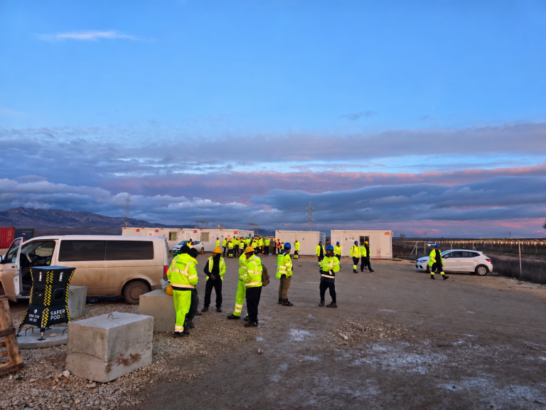 RAM project: Construction crew and site facilities at the photovoltaic park project in Burgos, Spain