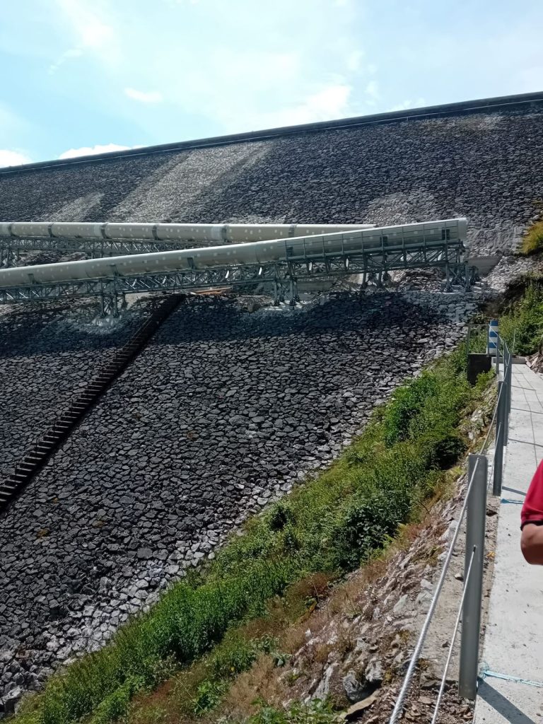 RAM project: Fish Flow Project pipe runs and access walkway at Lesu Dam in Romania