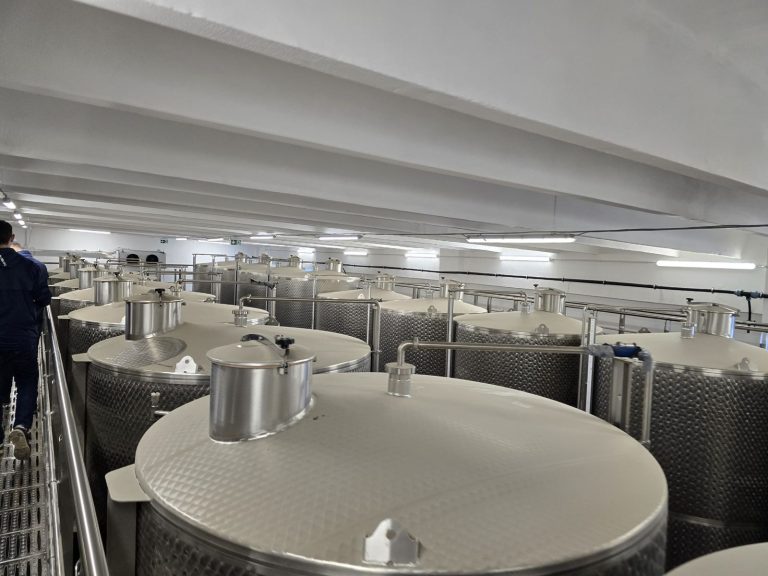 RAM project: Upper view of winery storage tanks and connecting pipework