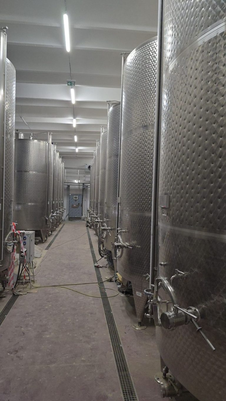 RAM project: Winery tank aisle with valves and level indicators